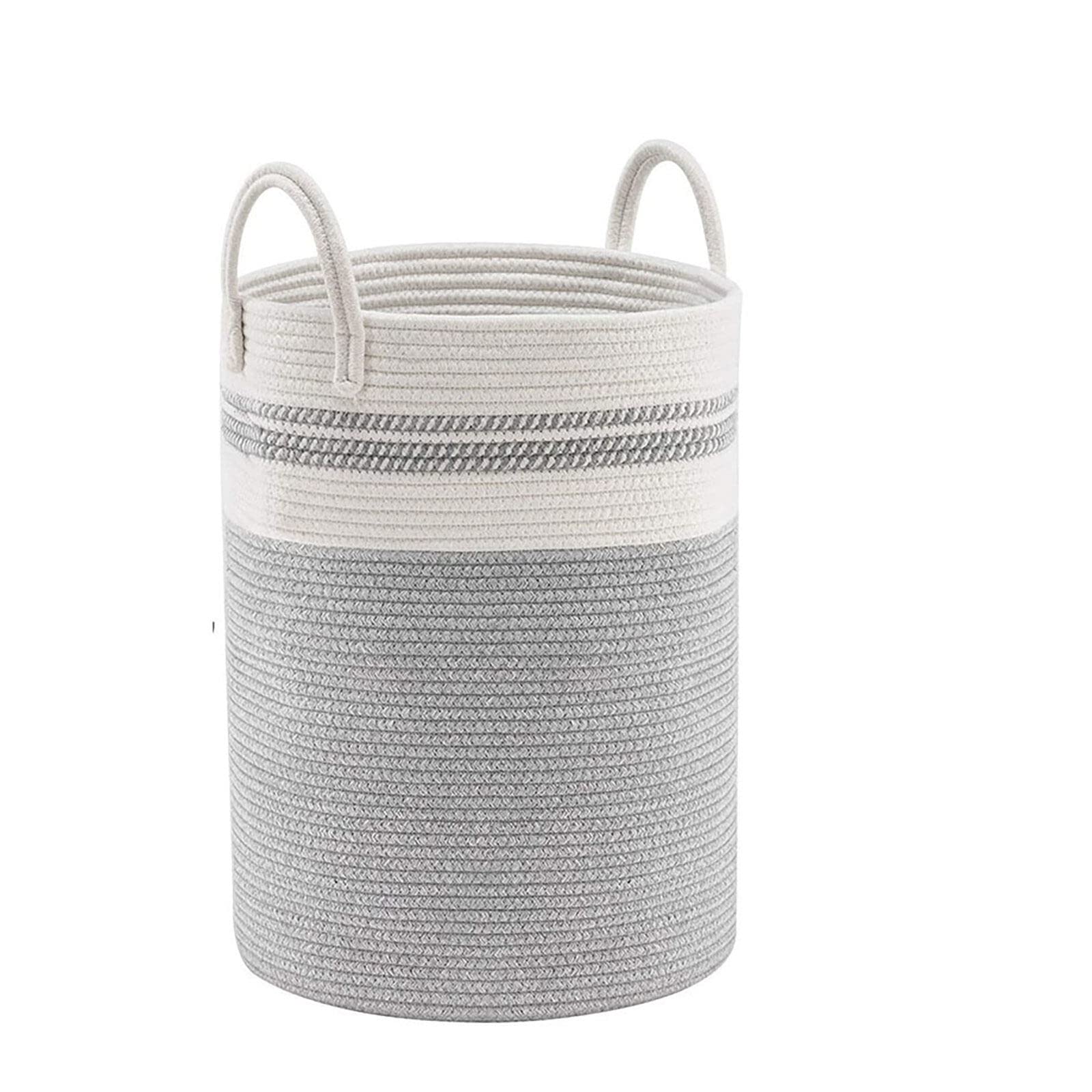 Laundry Basket with Handle 58 L, Toy Storage, Braided Storage Box, Large Laundry Hamper, Storage Basket for Childrens Room (Grey, D 38 x H 50 cm)