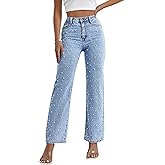 Kedera Women's High Waisted Jeans Boyfriend Baggy Wide Straight Leg Casual Denim Pants Trousers