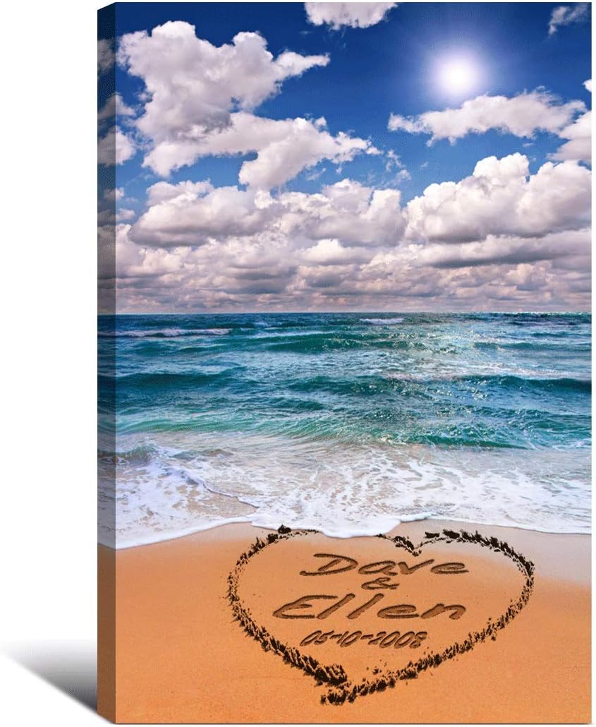 Beach Lovers -Personalized artwork with families names, wedding anniversary gifts,Valentine's day gifts 24x16