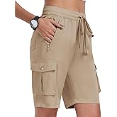 MoFiz Women's Cargo Shorts Quick Dry Athletic Shorts Lightweight Running Summer Hiking Shorts with Pockets
