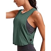 CRZ YOGA Pima Cotton Large Armhole Tank Tops for Women - Workout Sport Athletic Yoga Running Gym Loose Crop Sleeveless Shirts