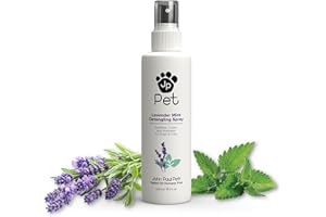 John Paul Pet Lavender Mint Detangling Spray for Dogs and Cats, Soothes Moisturizes and Replenishes Dry Unruly Fur, Non-Aerosol, 8-Ounce, clear
