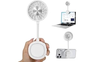 Blissfuhue Magnetic Phone Fan & Portable Handheld Ice Fan, 360° Clip on Fan Rechargeable with 3 Speeds & Ice Cooling, Flexibl