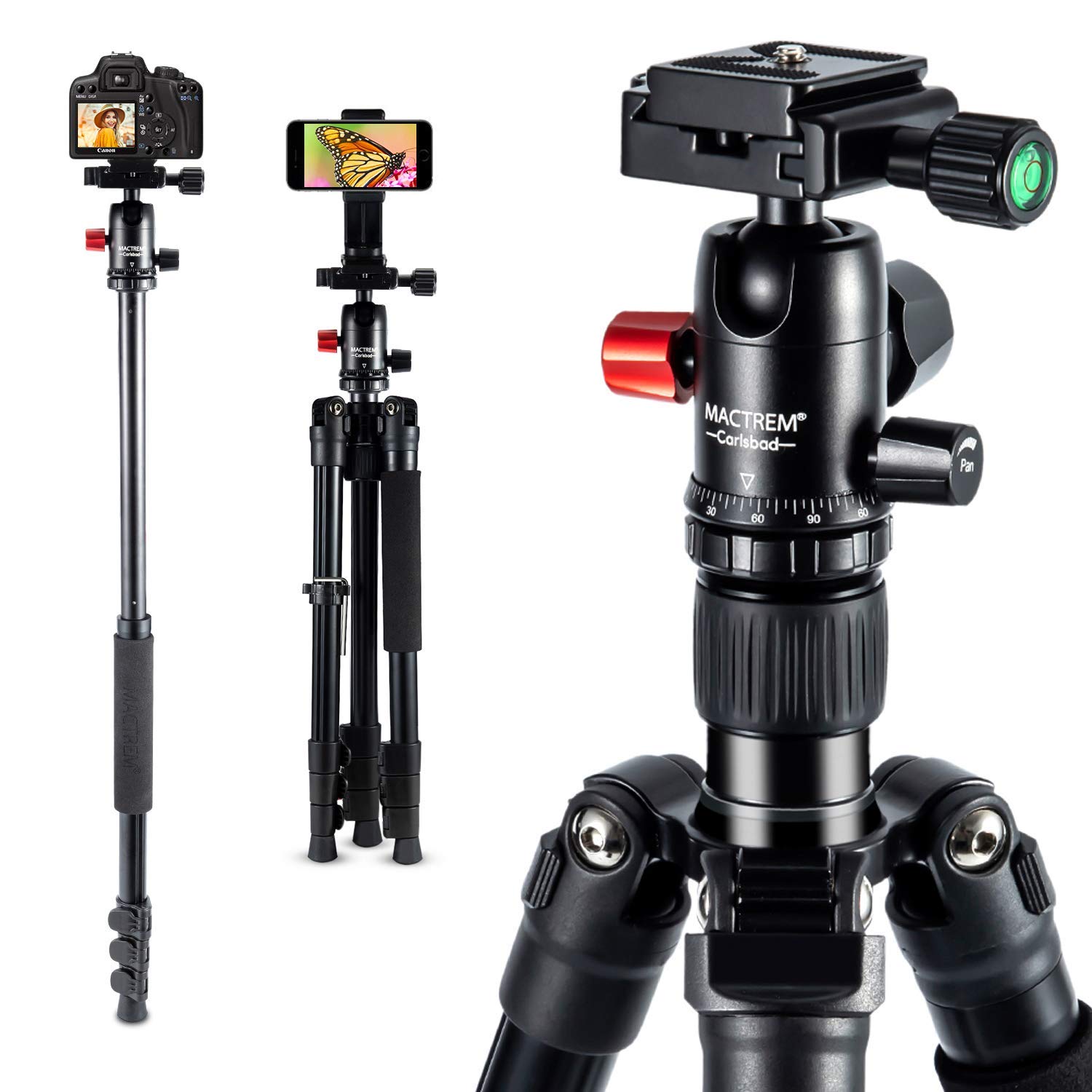 MACTREM Professional Camera Tripod with Phone