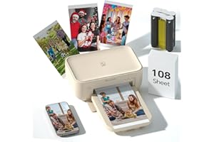 HPRT 4x6 Photo Printer with 108 Sheets & 2 Ribbons, Portable Picture Printer for iPhone & Android Smartphones, Instant Phone Photo Printer, Dye Sublimation, Home Use, Ideal Gift, Beige