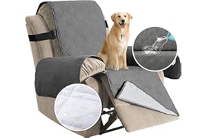 H.VERSAILTEX 100% Waterproof Recliner Chair Cover Oversized Reclining Slipcovers Washable Lazy boy Recliner Chair Cover Non Slip Furniture Protector for Kids, Pets (Oversized Recliner, Grey)