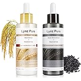 Lynz Pure Peel Shot Glow Rice Ampoule with Niacinamide, Soft Exfoliating Face and Body Visibly Refines Pores Brightens Skin Deep Pore Cleansing For All Skin Types White+Black