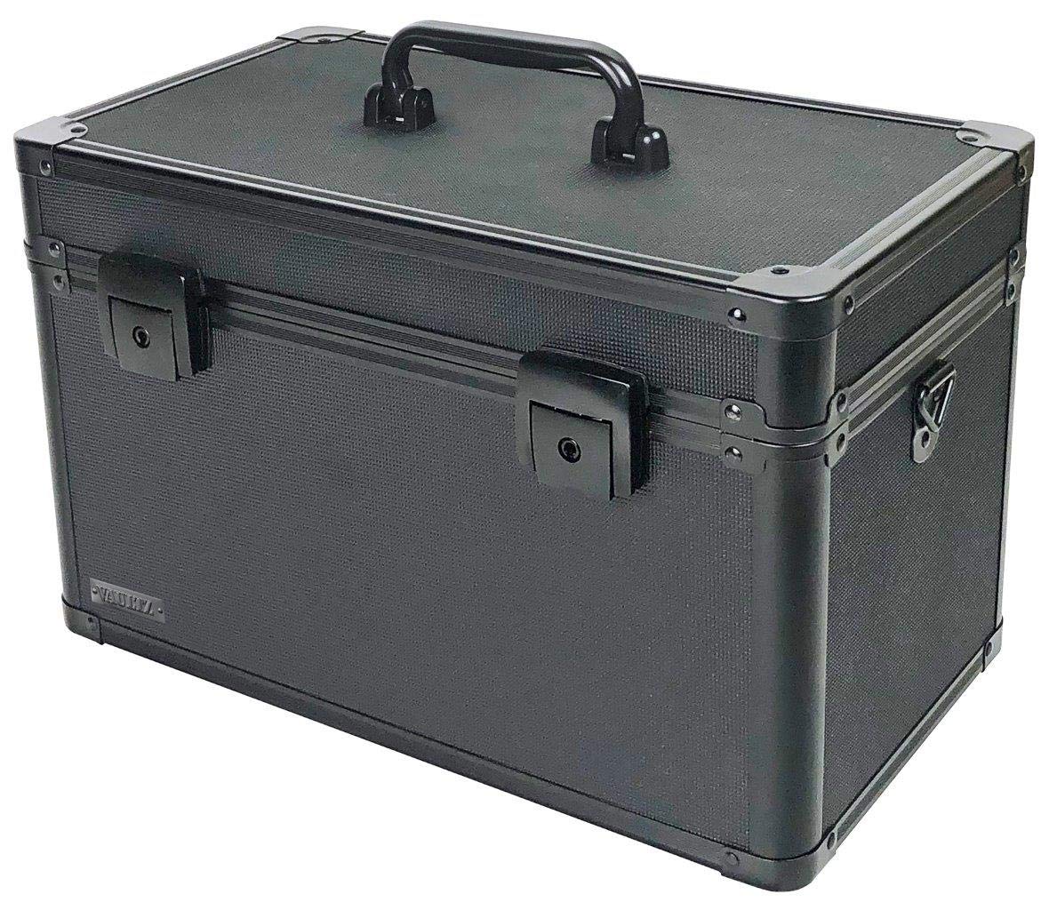 Photo 1 of Vaultz Portable Safe Box - 14 L x 9.12 H x 8.5 Inch Large Storage Box with Lock, Mesh Pocket & Adjustable Compartments for Cash, Documents and Valuables - Tactical Black