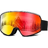 VEWOE Ski Goggles OTG for Men Women, Anti-fog UV Protection Snowboard Goggles Snow Goggles Skiing Snowmobile for Adult Youth