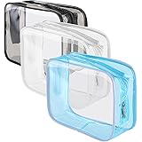 WLLHYF Clear Toiletry Bag 3 Pack Portable Waterproof Travel Makeup Cosmetic Bag Clear Bags Set with Zipper Handle Multipurpos