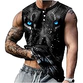 MARSVOVO Workout Tank Tops for Men Summer 2024 Fashion Animal Graphic Casual Sleeveless Breathable Quick-Dry Muscle Vest