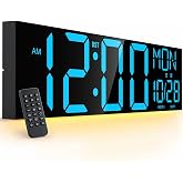 JALL 30" Extra Large Digital Wall Clock with 7.3-inch Jumbo Numbers, Giant LED Wall Clock with Remote, Digital Clock for Living Room, Gym, Warehouse, Office, Home Decor, Plug-in, Blue