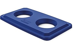 Suncast Commercial Resin Lid with Bottle and Can Recycling Slot for 23 Gallon Slim Trash Cans, Snap-On Design for Easy Waste and Recycling Sorting, Blue, Made in the USA