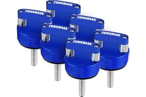 TENGBASE 6 PCS Aluminum Hardtop Thumb Screw with D Ring, Quick Removal Fastener Thumb Screw Integrated for Jeep Wrangler JK 2007-20018, JL 2018-2022 & Gladiator JT, Blue