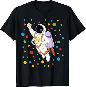 Happy Dot Day Astronaut Colorful Polka Dots Boy Teen Kids T-Shirt