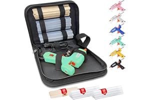 MONVICT Hot Glue Gun Kit, Mini Pink Glue Gun with Carrying Case,20 Pcs Premium Glue Sticks, 10 Pcs Wood Craft Sticks, Fast Pr