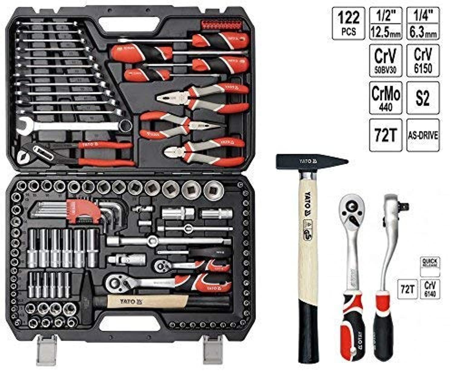 'Yato yt-38901 – Socket Set 1/4, "1/2 122pcs