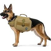 Himal Outdoors Dog Backpack &amp; Saddle Bag, Tactical Hiking Backpack Brown | For Large Dogs, Side Pockets, Adjustable Strap
