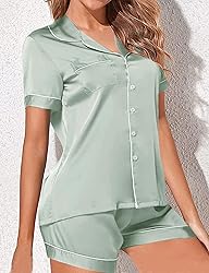 WJing Yi Jia Womens Pajama Sets XS-4XL Silk Satin