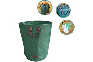 XSXYLERSEN Reusable Yard Waste bags,Collapsible Leaf Bag with Gardening Gloves,Yard Debris Collapsible Bag With 4 Handles, for Leaves, Lawn Debris & Grass Clippings (14Gallon)