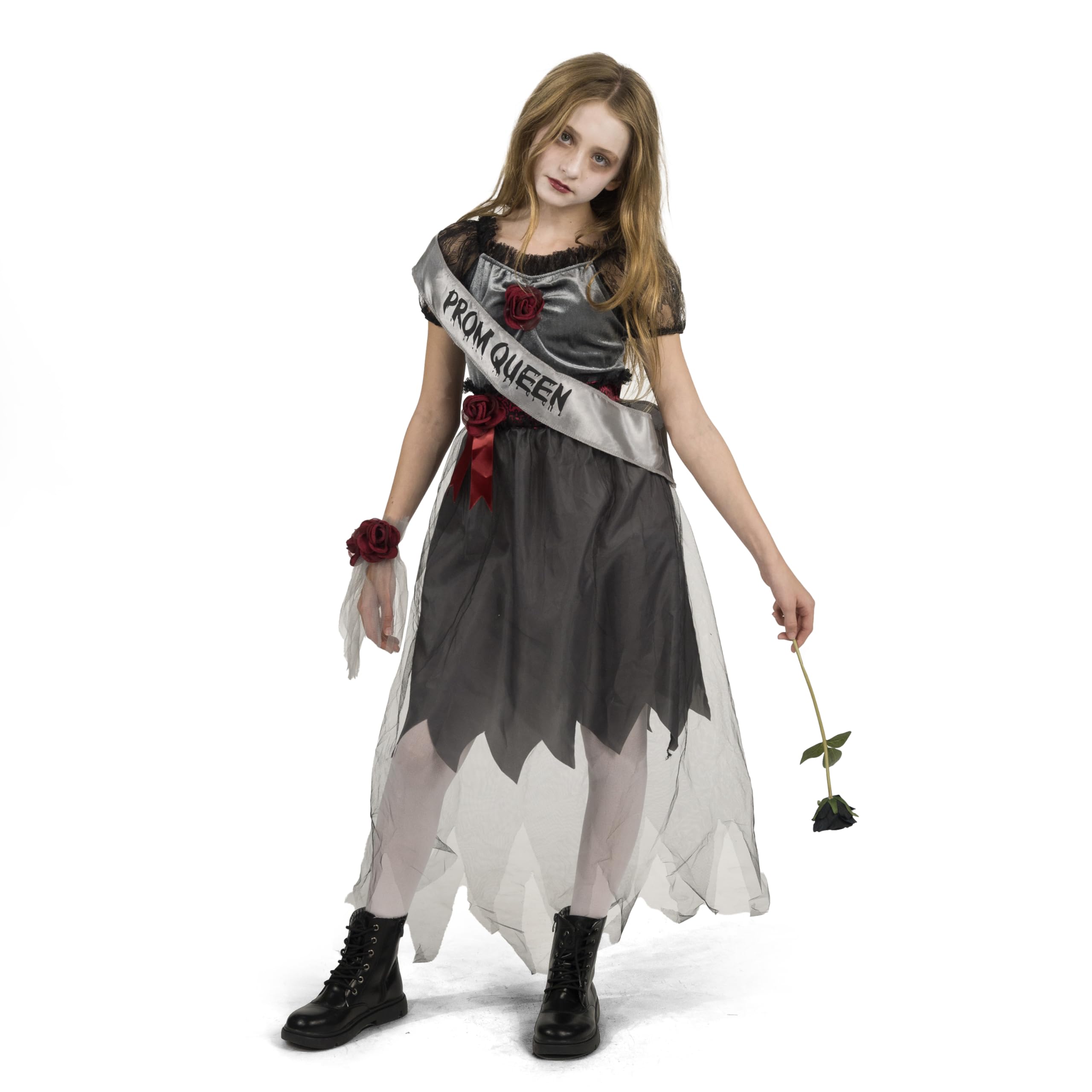 Photo 1 of Spooktacular Creations Halloween Child Girl Dark Prom Queen Costume, Bad Girl Zombie Prom Queen Costume for Kids, Girls, Halloween-L(10-12yr)