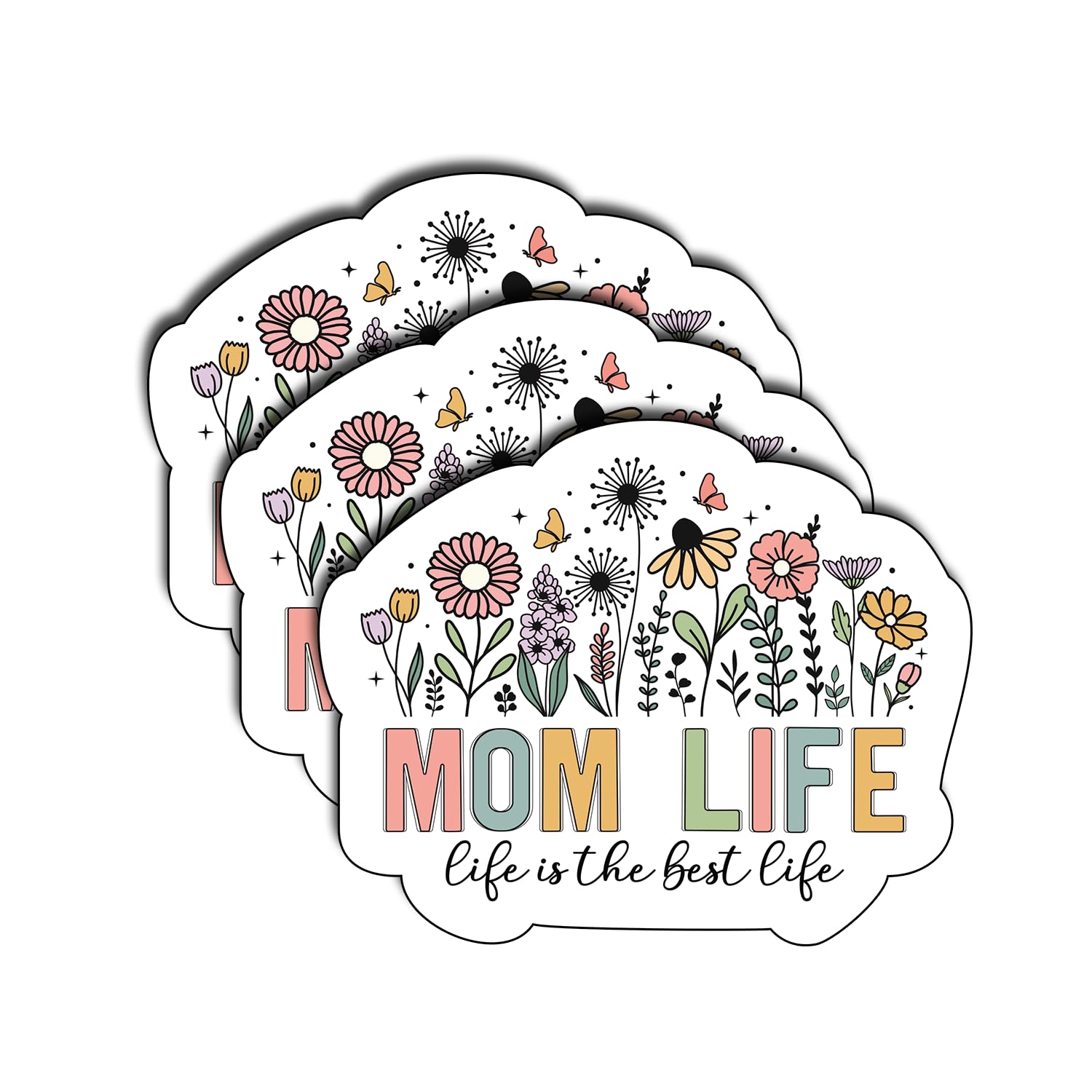 Photo 1 of (3Pcs) Mom Life Floral Funny Sticker, Pretty Mom Mama Decal, Celebrate Your Mom Gigi Love, Gifts for Grandma Mum Decoration Books Laptop Phone Waterproof Vinyl Water Bottle Gifts 3x2.5 Inch