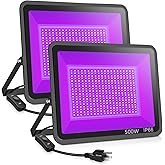 XYCN 2 Pack 500W LED Black Lights,Outdoor Flood Blacklight Light with Plug, IP66 Waterproof 395nm to 410nm forGlow in The Dark, Dance Party, Stage Lighting, Body Paint, Fluorescent Poster, Neon Glow
