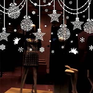 Christmas Decorations Hanging Balls Shinning Stars Snowflakes And