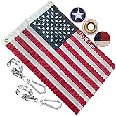 American Boat Flag 12x18, Fully Embroidered Stars & Stripes, Heavy Duty 210D Nylon, Brass Grommets, Includes 2 Flag Pole Kits, Ideal for Boats, Yachts, UTV Whip, ATV, Indoor & Outdoor Patriotic Decor