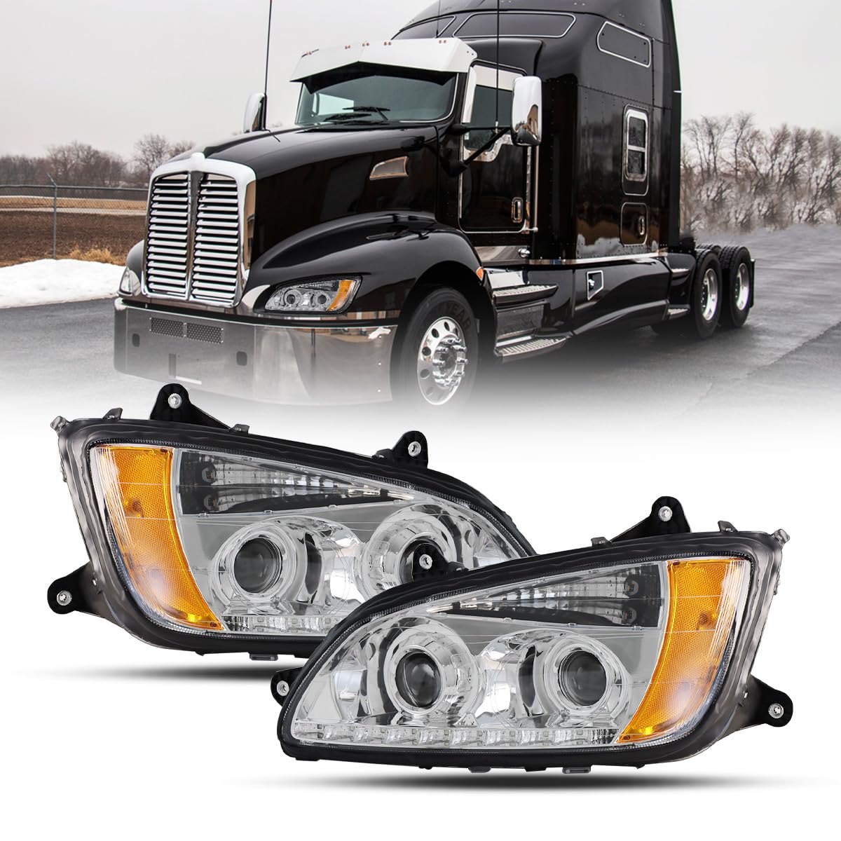 Photo 1 of ******PARTS ONLY****Sterlix Pair LED Headlights for Kenworth T660 T170 T270 T370 T440 T470 T700 2008-2016 Front Headlight Assembly OE Replacement Driver and Passenger Side DOT Approved [Included All Bulbs]