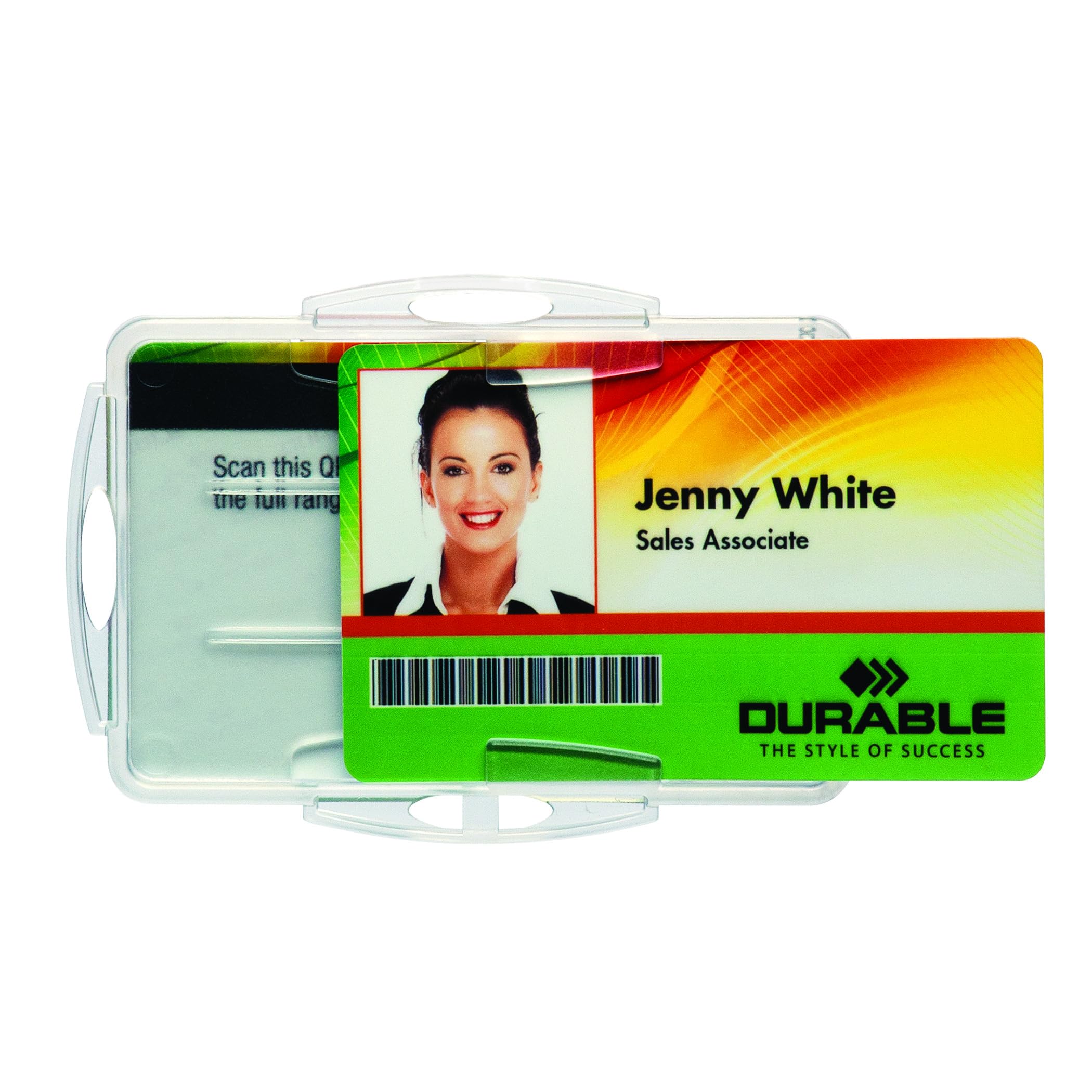Durable Security Pass Holder Duo 54 x 85 mm Transparent | Pack of 10 Badges | Glass Clear | Ideal for Security and Visitor Management