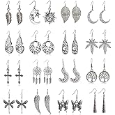 16 Pairs Drop Dangle earrings for Women Fashion Jewelry Dangly Wholesale Earrings Vintage Boho Bohemian Earrings Set