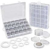FULLCASE Coin Capsules for Collectors, 168-Piece Storage Case,Fits 20-46mm | 6-Size Foam Gaskets,for Silver Dollars Eagles&amp;Foreign Coins,Airtight Coin Storage Box,Organizer Collecting Supplies White