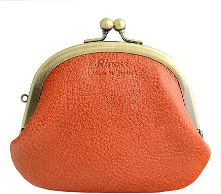 Amazon 日本製 Rinori がま口 財布 小銭入れ レディース 革 かわいい ストラップ穴 程よくポケットサイズで手ごろな存在はいつでもどこでも一緒 オレンジ Rinori リノリ 小銭入れ