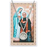 Pewter Pendant with Prayer Card St. Maximilian Kolbe Round