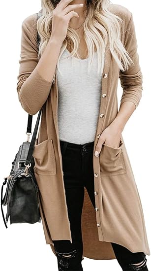 Amazon ロングカーディガン レディース ニットカーディガン ニットセーター ロングジャケット 羽織 薄手 ポケット付け ゆったり 着痩せ カーディガン ボレロ 通販