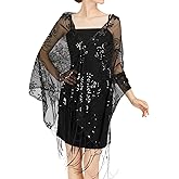 SWEETV Women's 1920s Long Shawl Wraps,Sequin Flapper Evening Shawls for women formal/Party/Wedding/Formal/Harlem night
