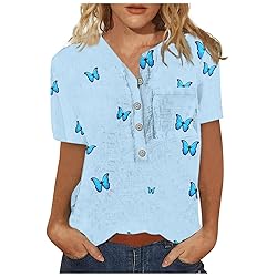 Light Blue Summer Tops for Women 2023 Spring