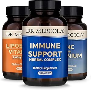 Dr. Mercola Immune Support Pack, Pack of 3 Bottles (30 Servings Each), Liposomal Vitamin C, Zinc Plus Selenium, Supports Immune and Overall Health*, Non GMO, Gluten Free, Soy Free