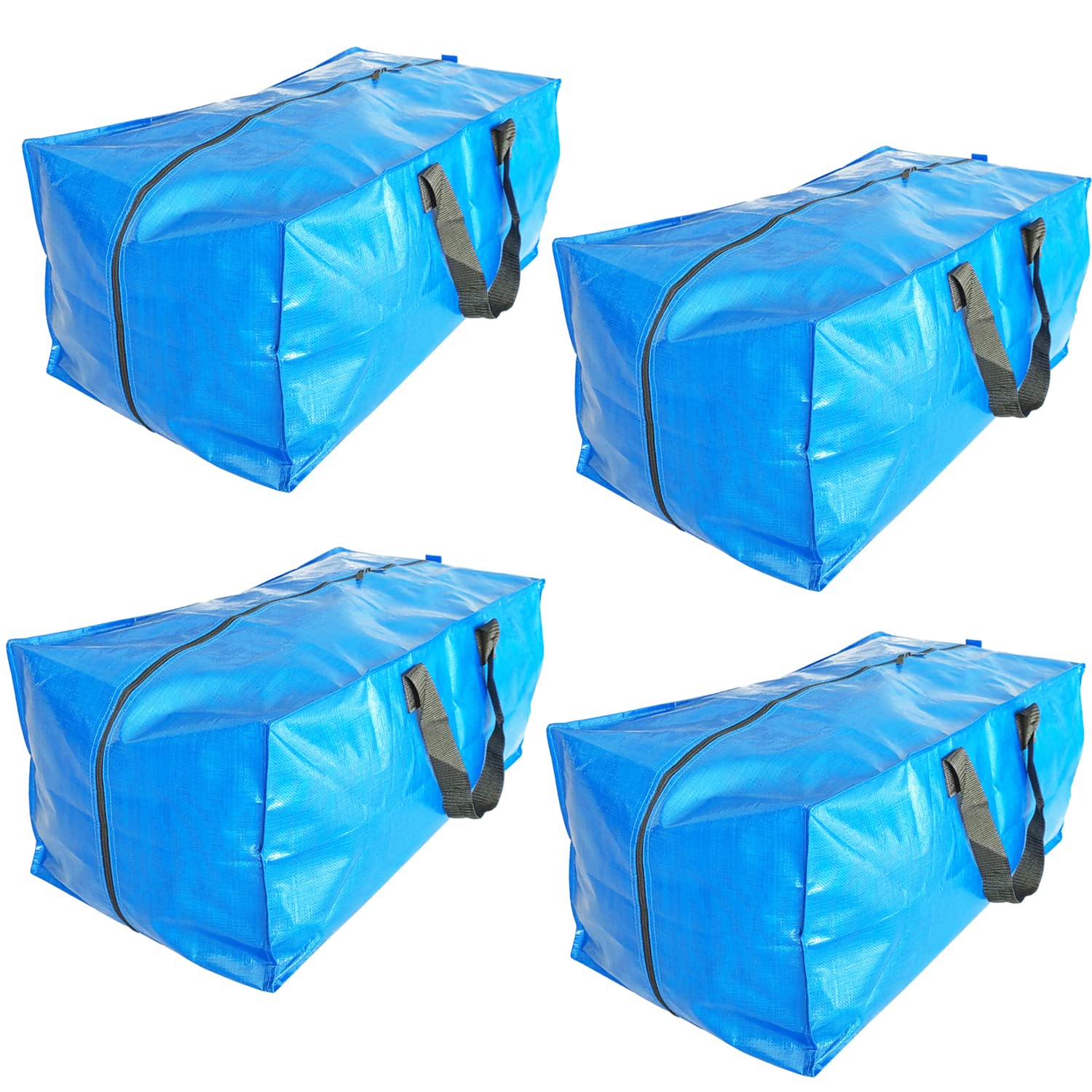 Moving Bags Extra Large Strong, 4 Pcs Large Storage Bags with Zips Heavy Duty Storage Boxes, for Moving, Clothes Storage, Laundry Bag, Packing, House Essentials, Sustainable, Water-Resistant