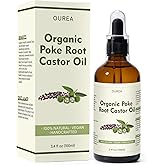 Poke Root Castor Oil Organic - 3.4 Fl Oz (100ML) - Lymphatic Support Massage Liquid, Natural Deep Tissue Relief Drops for Boils, Fibroids, Cysts, Swollen Lymph Nodes, Breast & Joint Health