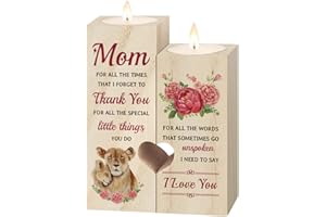 GILTGLIMMER Mothers Day Candle Holder Gifts for Mom, Best Mom Gifts, Mom Birthday Gifts, Gifts for Mom from Daughter Son, Heart Wooden Candlestick for Mom