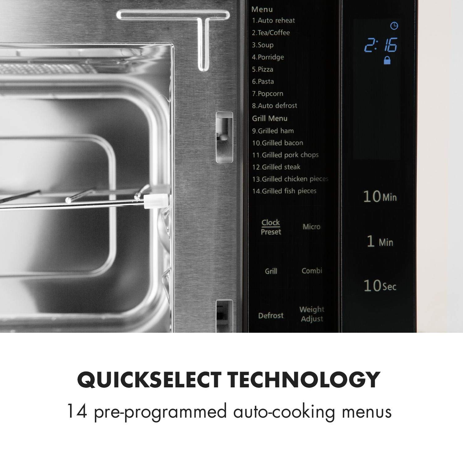 Klarstein Brilliance roomy microondas con grill • Argent Roomy ...