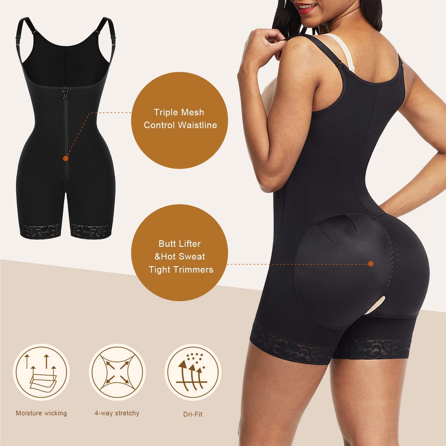 FeelinGirl Shapewear Body Shaper for Women Tummy Control High Waist Plus Size Bodysuits Butt Lifter at  Women’s Clothing store
