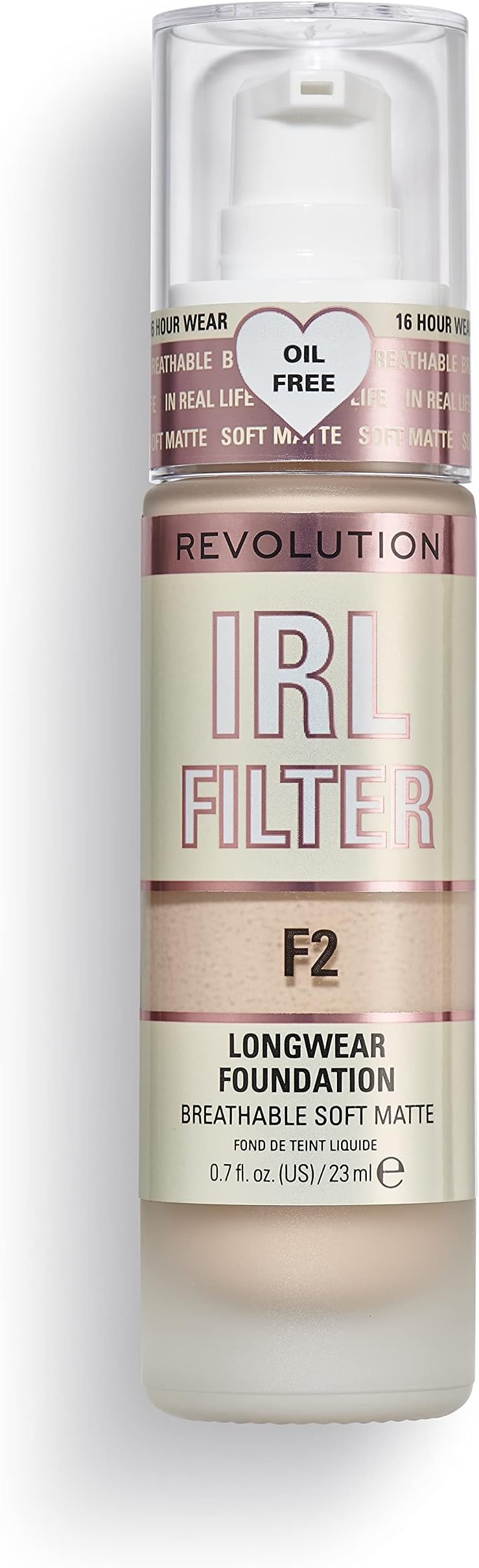 Revolution IRL Filter Longwear Foundation F2 Medium to Full Coverage 23ml