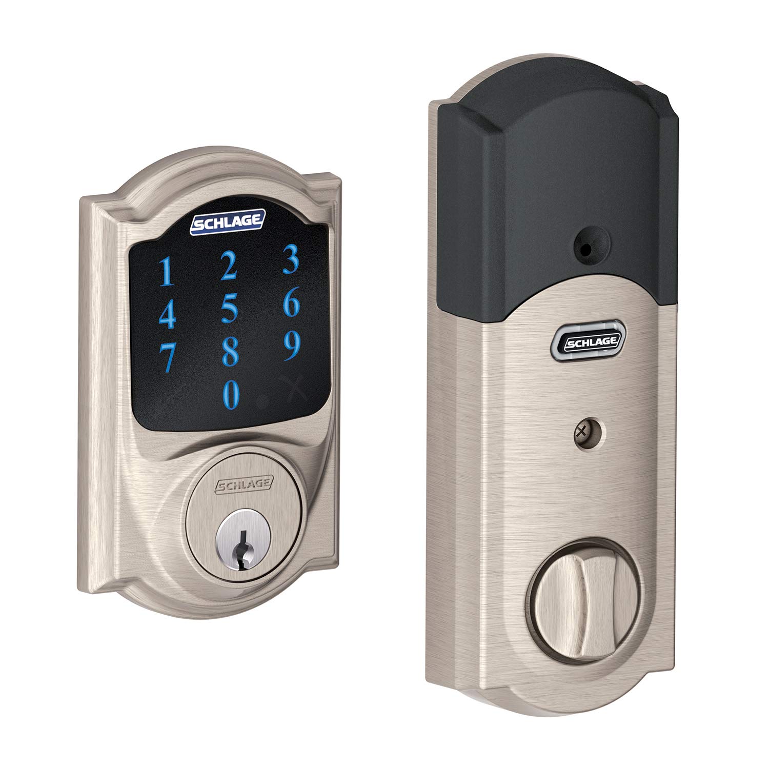 Photo 1 of Schlage BE469ZPVCAM619 Satin Nickel Connect Camelot Touchscreen with Built-in Alarm & Z-Wave