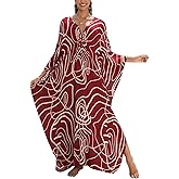 NFVNKJ Caftan Dresses for Women Plus Size, V-Neck Kaftan with Side Slits, Beach Cover Up, Swimsuit Wrap & Vacation Loungewear