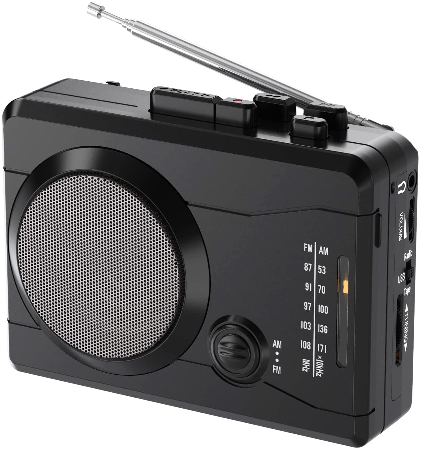 Portable Cassette Player Tape Recorder, Convert Tapes to MP3 Digital via USB, Walkmaner AM/FM Radio Audio Recording and Reverse Recording with Built-in Mic & Speaker