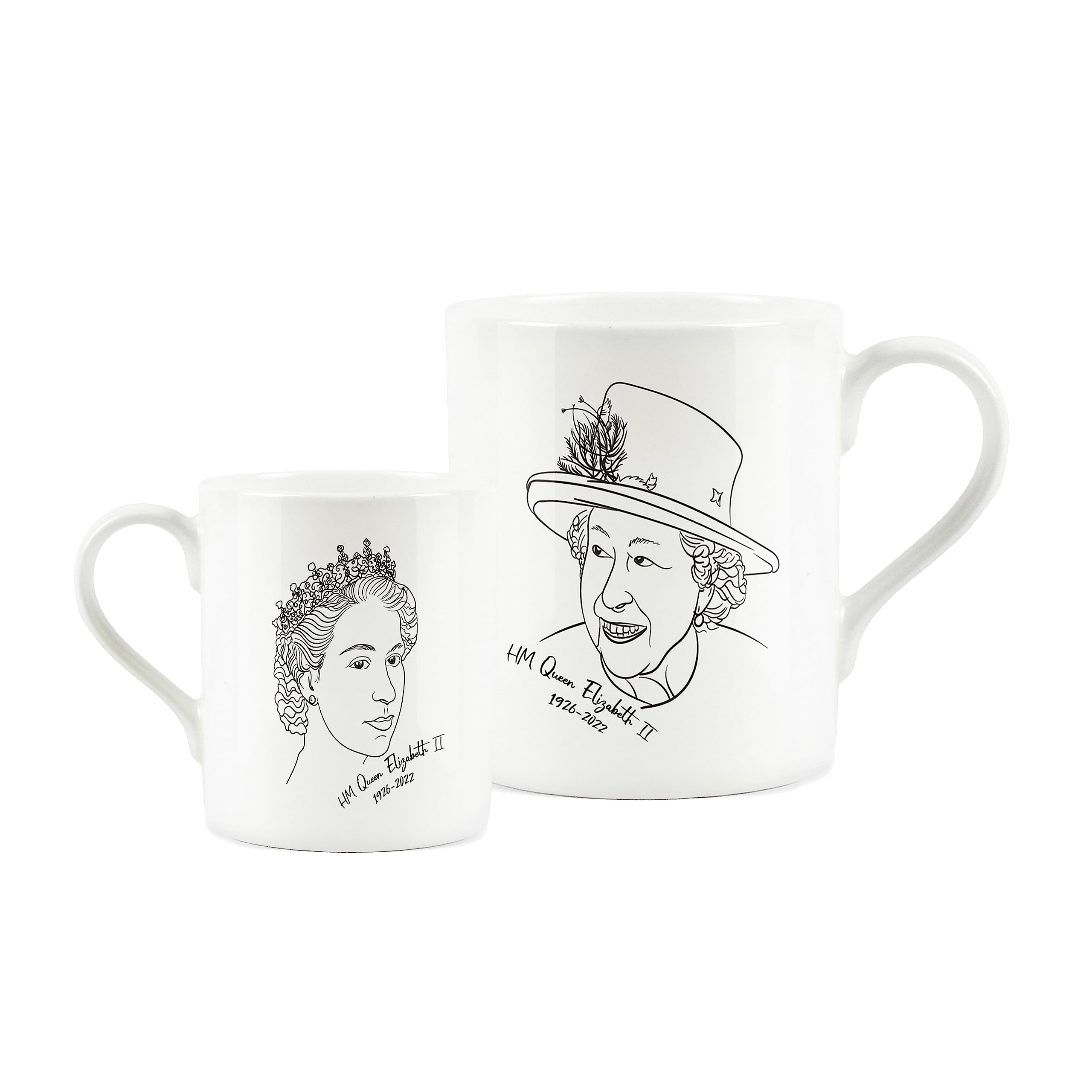 Purely Home Queen Elizabeth II Mug - Royal Family Portrait - Small Fine Bone China White Memorabilia Mug Coffee/Tea Present Gift