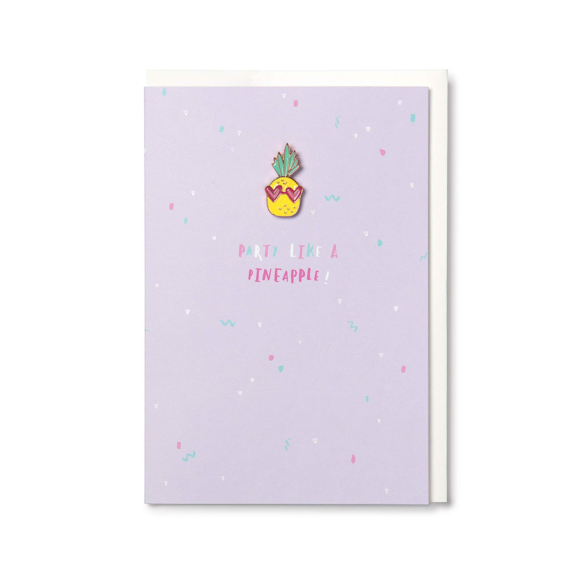 Hotchpotch Party Like A Pineapple Card with Enamel Pineapple Pin Badge - Greetings Card